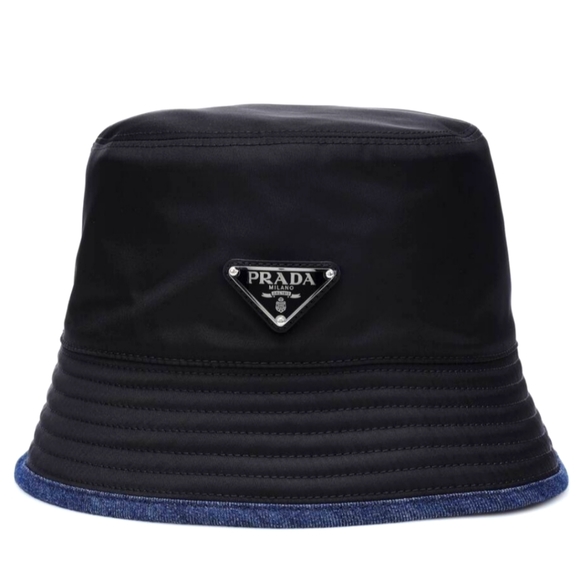 MSRP $795! Double-Sided Authentic Prada Re-Nylon & Denim Bucket Hat Size Medium - Picture 4 of 14
